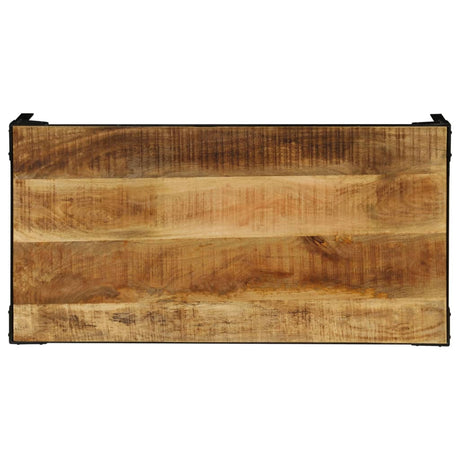 Coffee Table Solid Rough Mango Wood And Steel 110 Cm