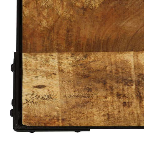 Coffee Table Solid Rough Mango Wood And Steel 110 Cm