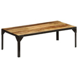 Coffee Table Solid Rough Mango Wood And Steel 110 Cm