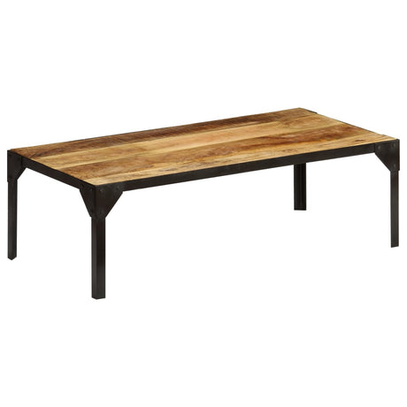 Coffee Table Solid Rough Mango Wood And Steel 110 Cm