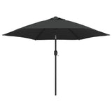 Garden Parasol with LED Lights and Steel Pole 300cm Anthracite