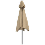 Garden Parasol with LED Lights and Steel Pole 300 cm Taupe