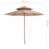 Double Decker Garden Parasol With Wooden Pole 270 Cm