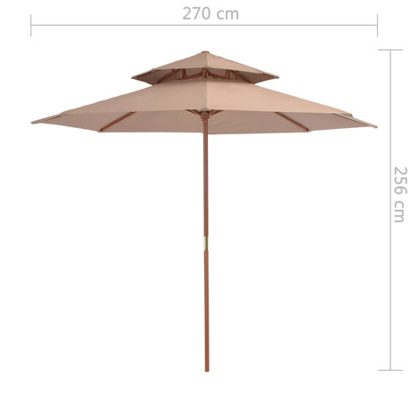 Double Decker Garden Parasol With Wooden Pole 270 Cm