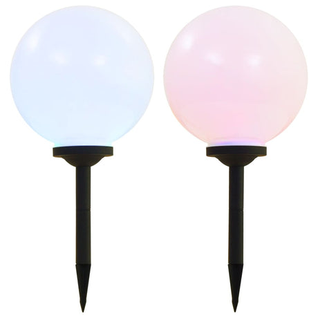 Outdoor Solar Lamps 2 Pcs Led Spherical Rgb