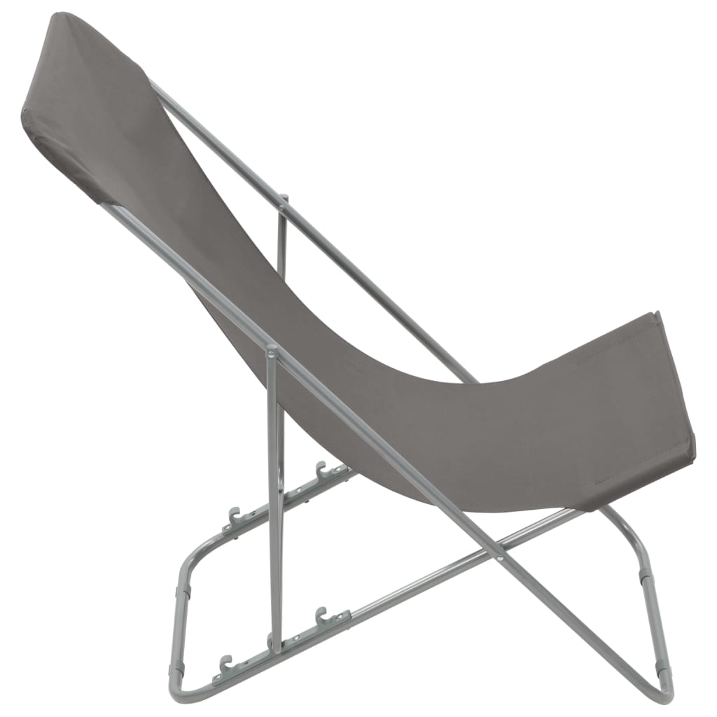 Folding Beach Chairs 2 Pcs Steel And Oxford Fabric
