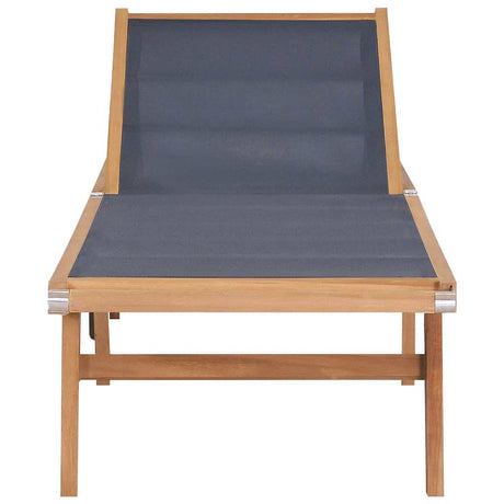 Folding Sun Lounger With Wheels Solid Teak And Textilene