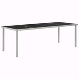 Garden Table Black 220X90X74.5 Cm Steel