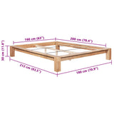 Bed Frame without Mattress Solid Oak Wood 160x200 cm