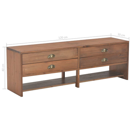Tv Cabinet With 4 Drawers 120X30X40 Cm Solid Fir Wood