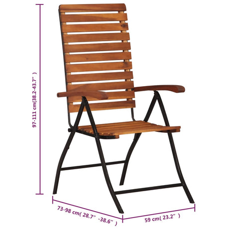 2 Pcs Reclining Garden Chairs Solid Acacia Wood