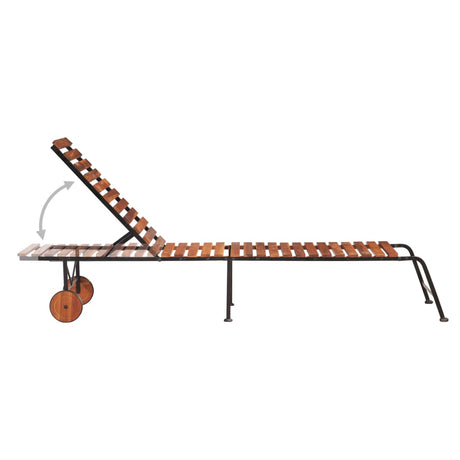 Sun Lounger With Steel Legs Solid Acacia Wood