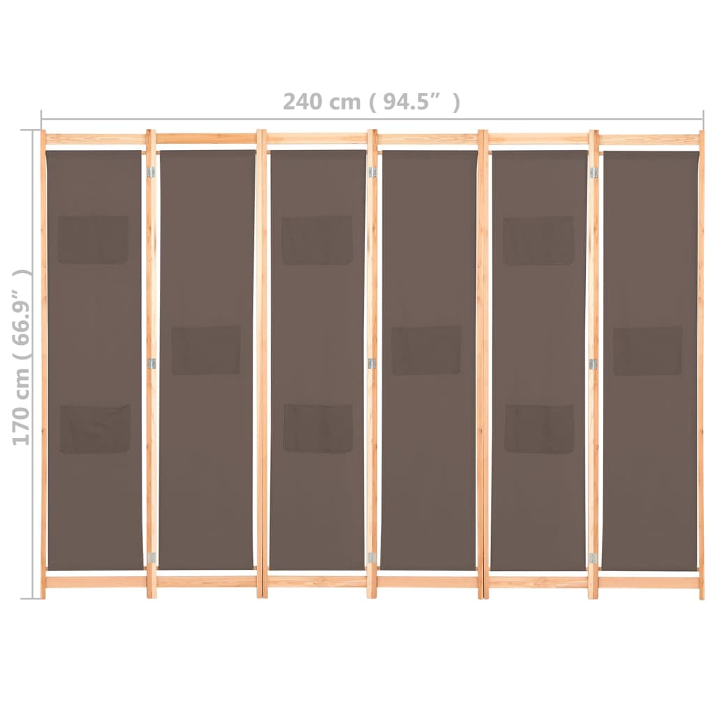 6-Panel Room Divider 240X170X4 Cm Fabric