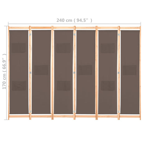 6-Panel Room Divider 240X170X4 Cm Fabric