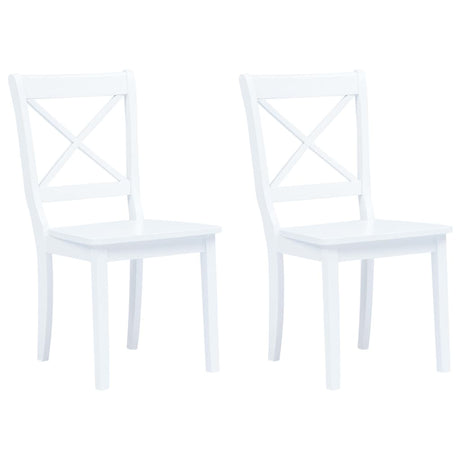 Dining Chairs 6 Pcs White And Light Wood Solid Rubber Wood