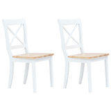 Dining Chairs 6 Pcs White And Light Wood Solid Rubber Wood