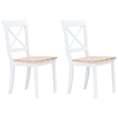 Dining Chairs 6 Pcs White And Light Wood Solid Rubber Wood