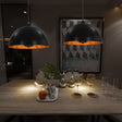 Ceiling Lamps 2 Pcs Black And Gold Semi-Spherical E27