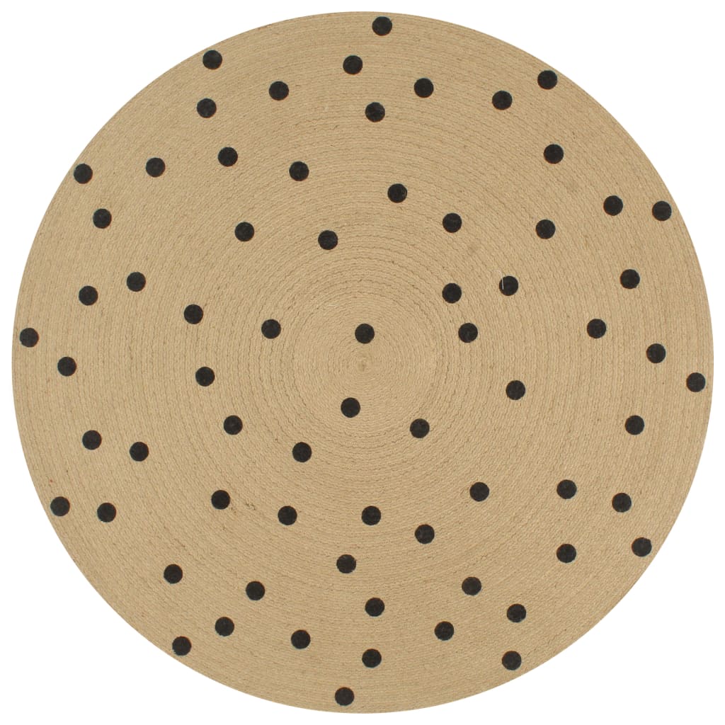 Handmade Rug Jute With Print Polka Dot