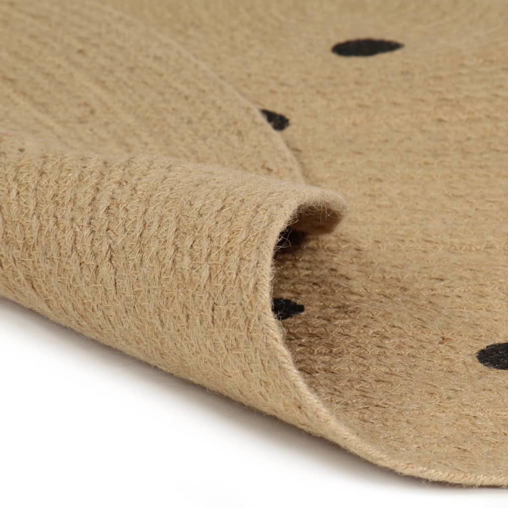 Handmade Rug Jute With Print Polka Dot