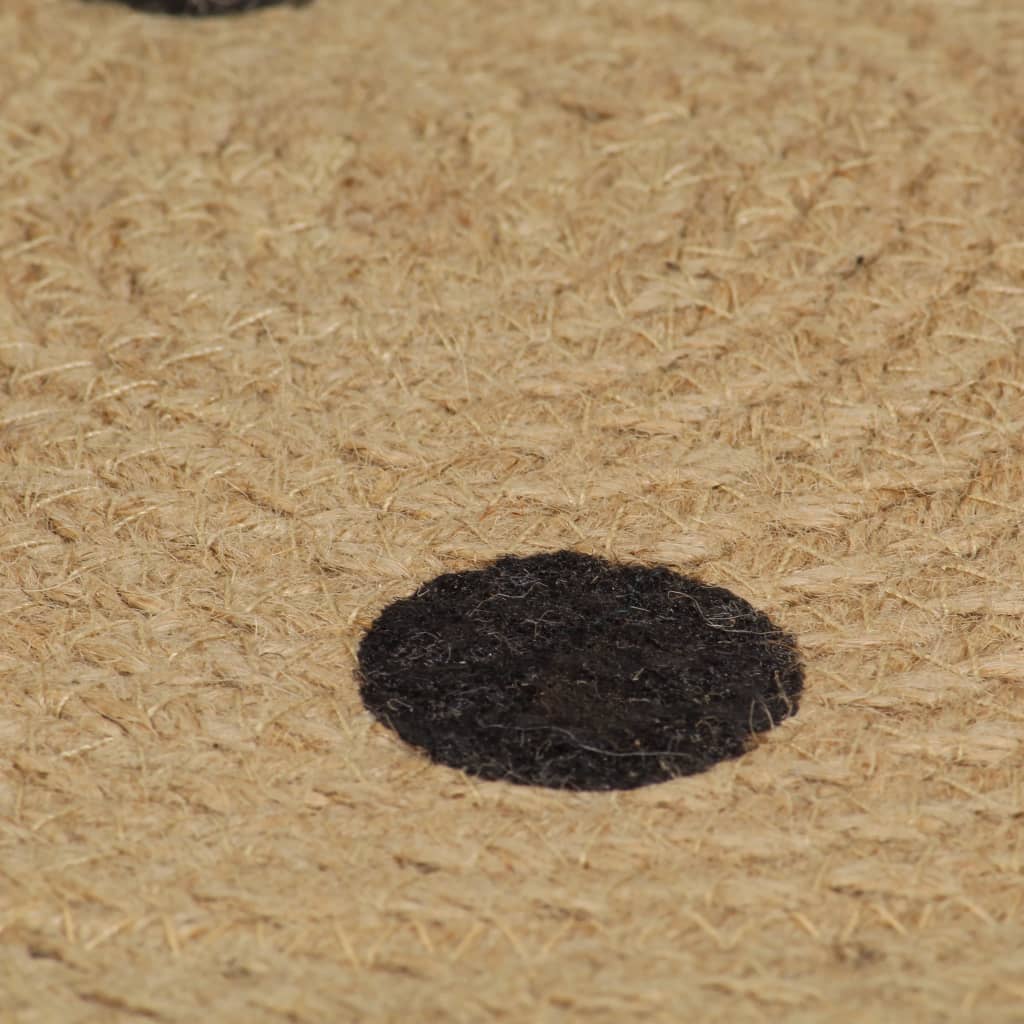 Handmade Rug Jute With Print Polka Dot