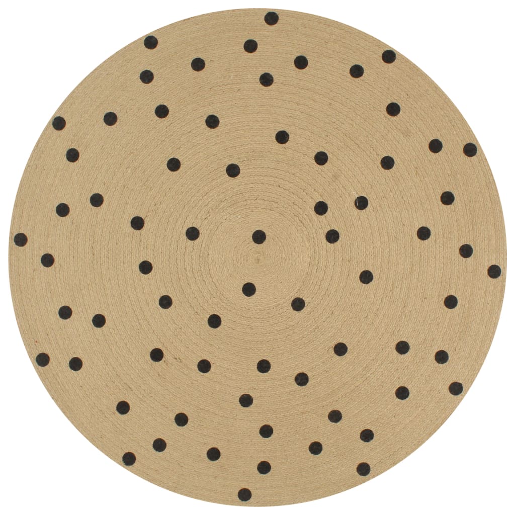 Handmade Rug Jute With Print Polka Dot