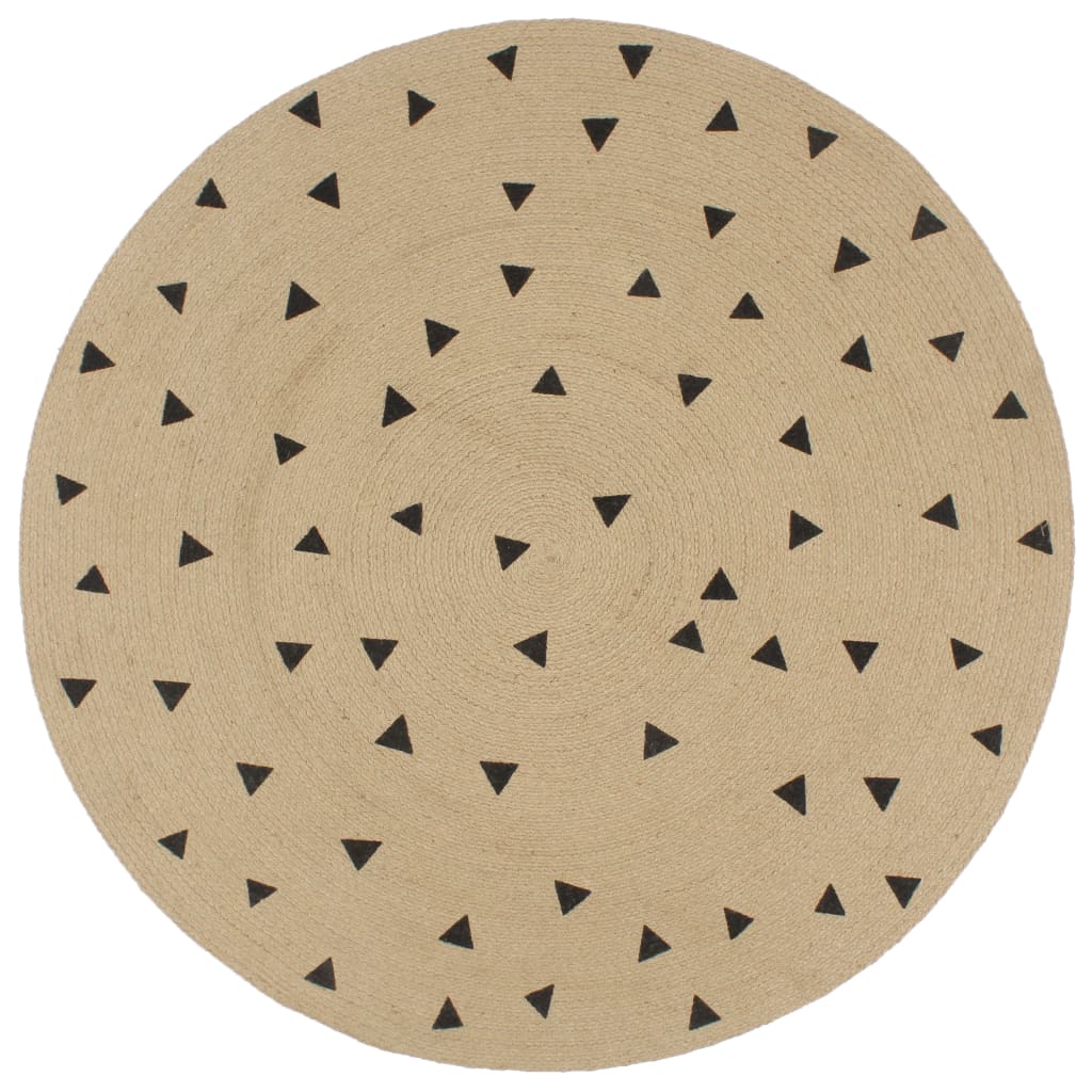 Handmade Rug Jute With Print Polka Dot