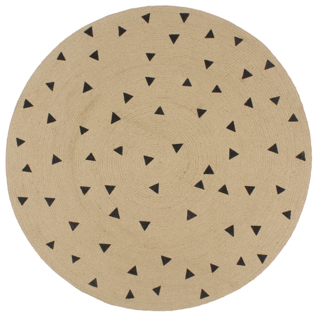 Handmade Rug Jute With Print Polka Dot