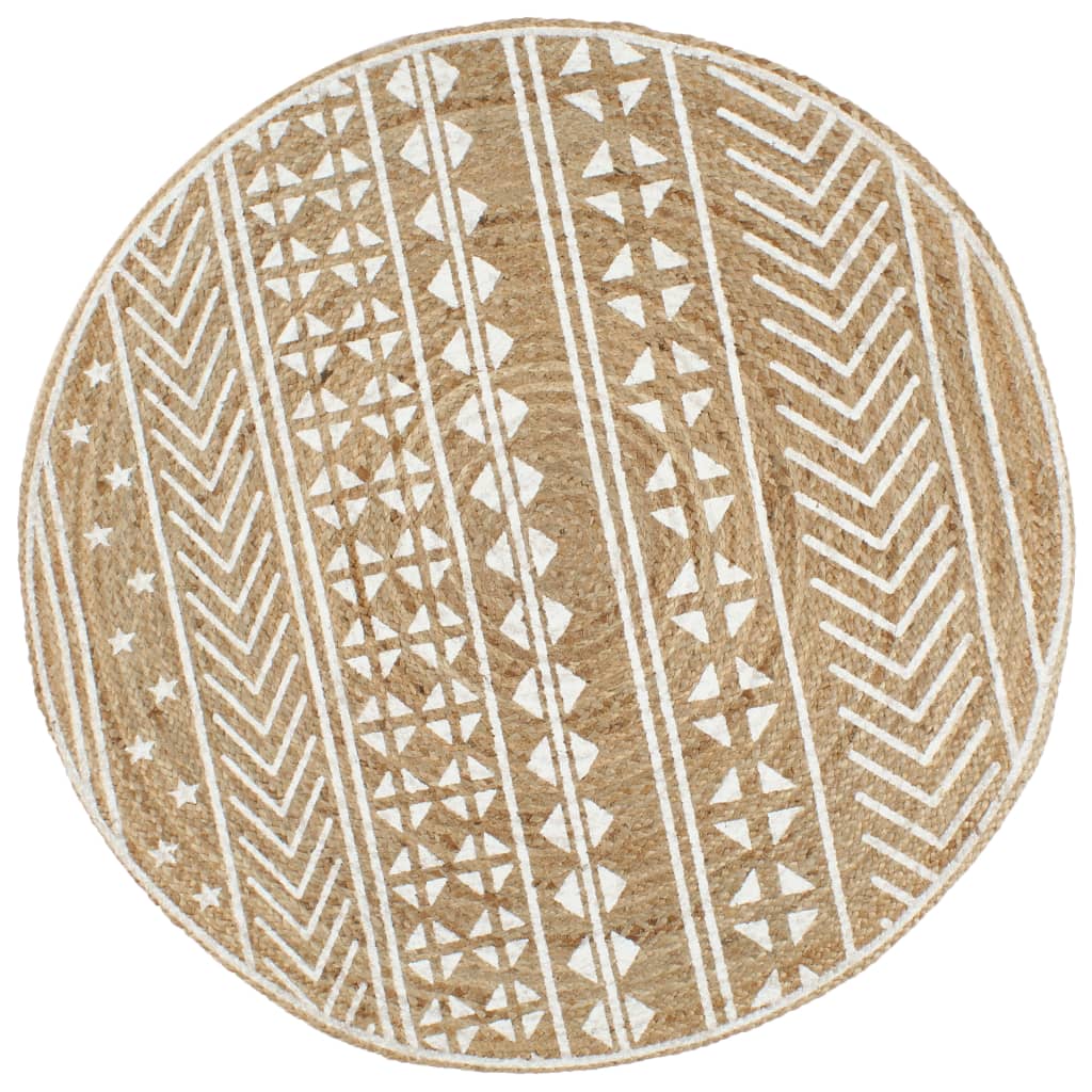 Handmade Rug Jute With Print Polka Dot