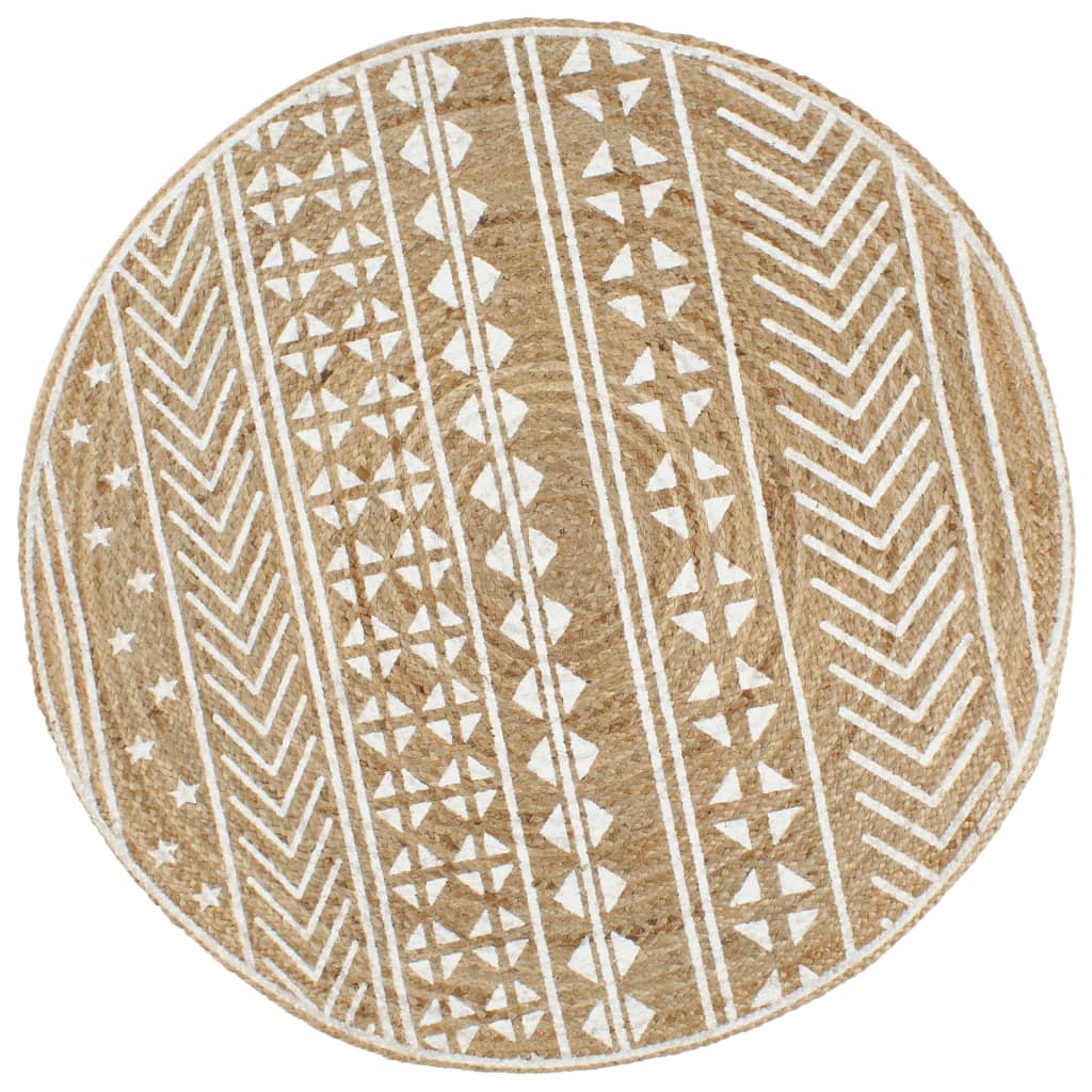 Handmade Rug Jute With Print Polka Dot