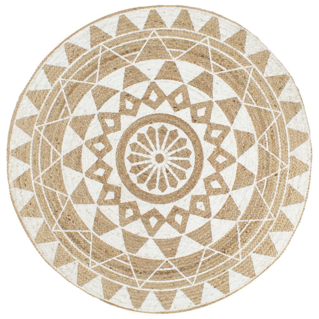 Handmade Rug Jute With Print Polka Dot