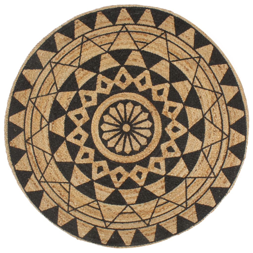 Handmade Rug Jute With Print Polka Dot