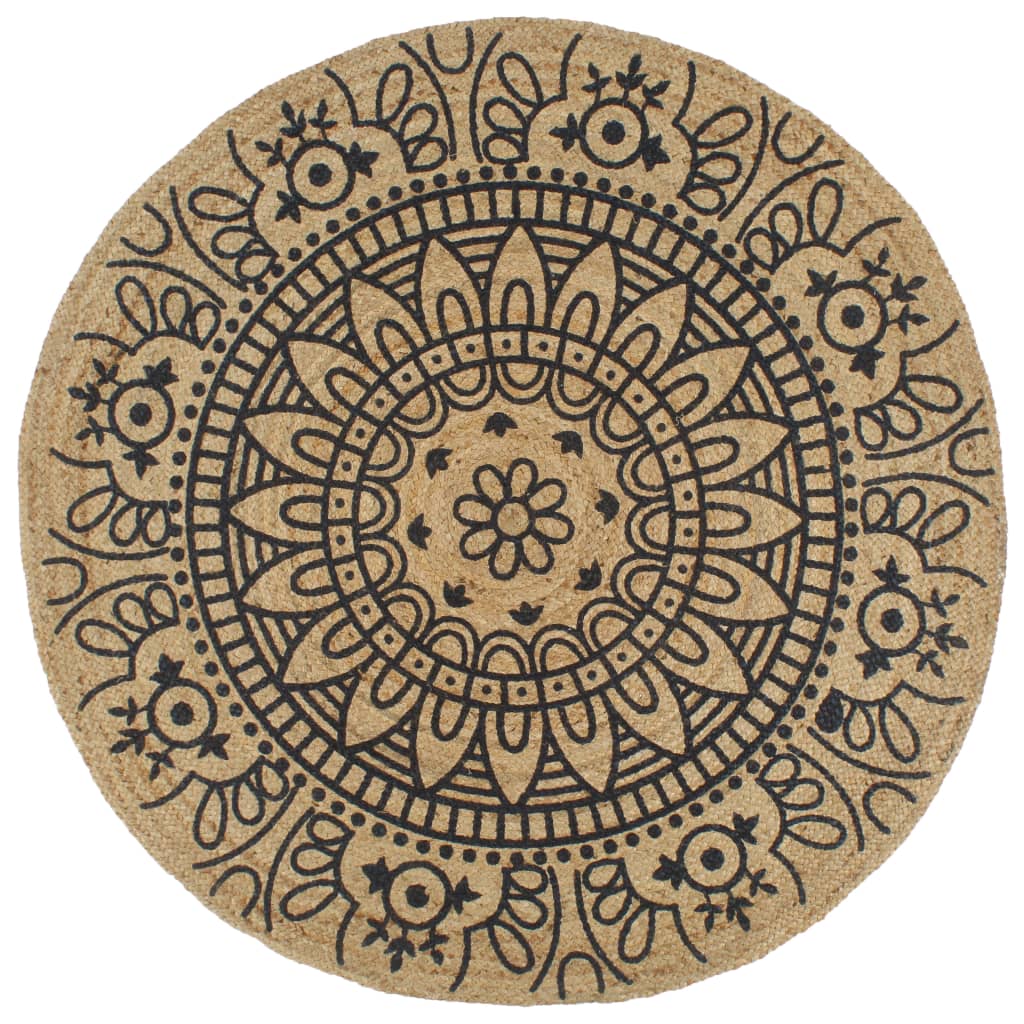 Handmade Rug Jute With Print Polka Dot