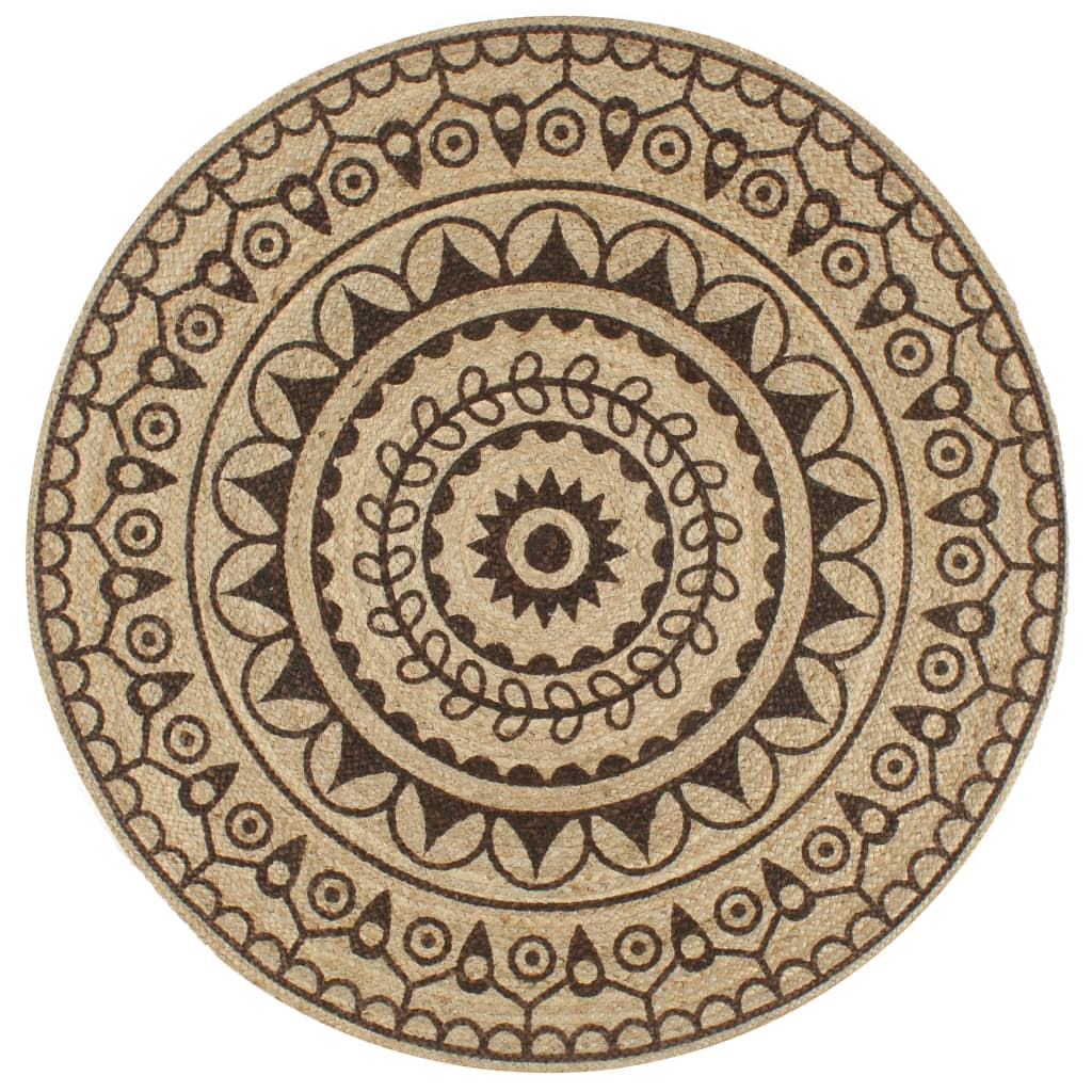 Handmade Rug Jute With Print Polka Dot