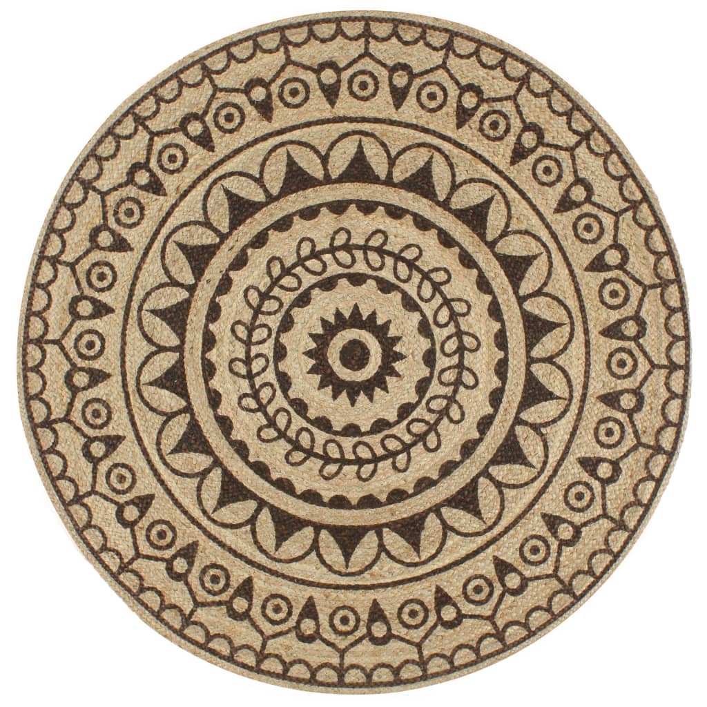 Handmade Rug Jute With Print Polka Dot