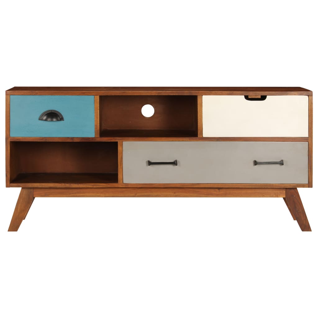 Tv Cabinet With 3 Drawers 110X35X50 Cm Solid Acacia Wood