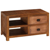 Coffee Table With 2 Drawers 90X40X50 Cm Solid Mango Wood