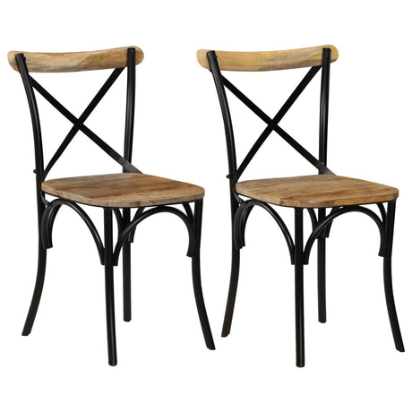 Cross Chairs 4 Pcs White Solid Mango Wood