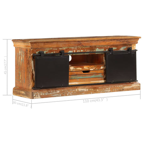 Tv Cabinet 110X30X45 Cm Solid Reclaimed Wood