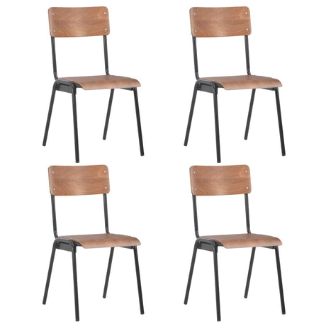 Dining Chairs 4 Pcs Solid Plywood Steel