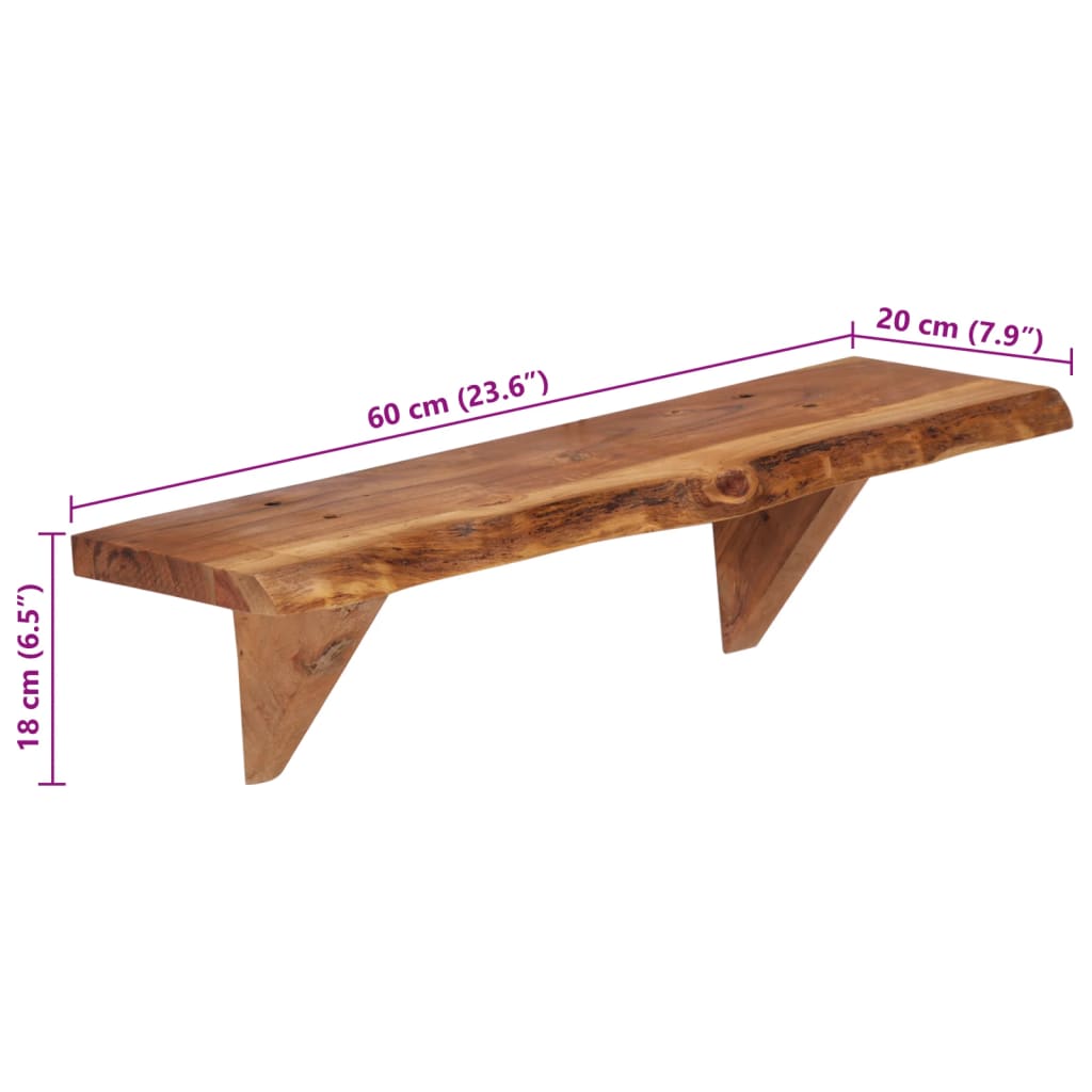 Wall Shelves 2 Pcs Solid Acacia Wood