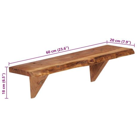 Wall Shelves 2 Pcs Solid Acacia Wood
