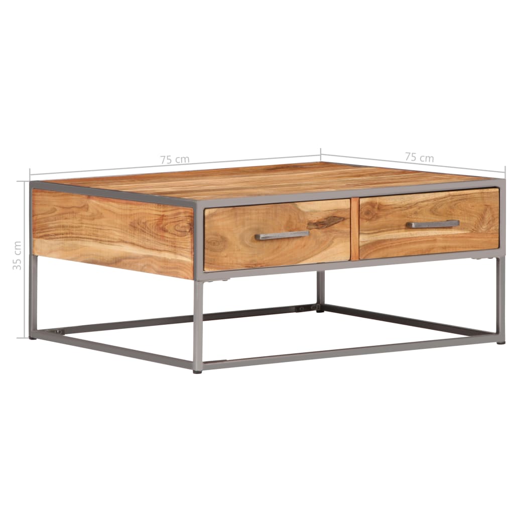 Coffee Table 75X75X35 Cm Solid Acacia Wood