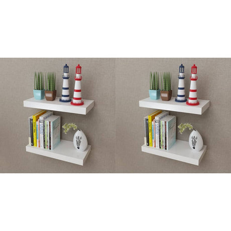 Floating Wall Display Shelves Book/Dvd Storage Mdf 2 Pcs