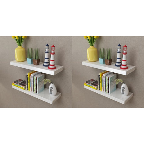 Floating Wall Display Shelves Book/Dvd Storage Mdf 2 Pcs