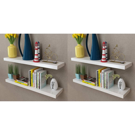 Floating Wall Display Shelves Book/Dvd Storage Mdf 2 Pcs