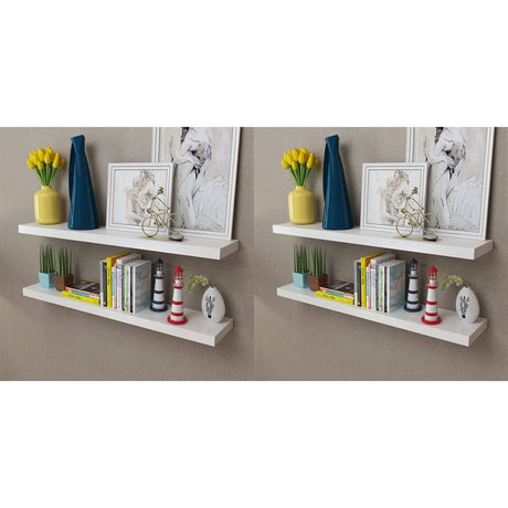 Floating Wall Display Shelves Book/Dvd Storage Mdf 2 Pcs