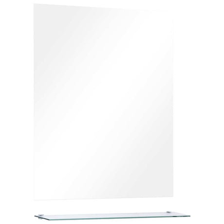 Wall Mirror With Shelf 50X60 Cm Tempered Glass