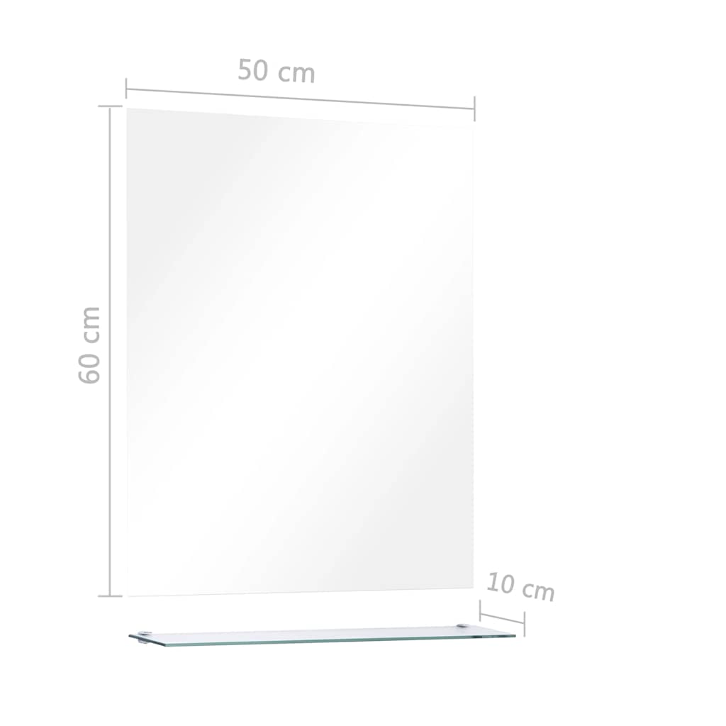 Wall Mirror With Shelf 50X60 Cm Tempered Glass