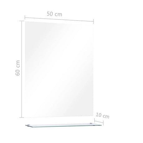 Wall Mirror With Shelf 50X60 Cm Tempered Glass